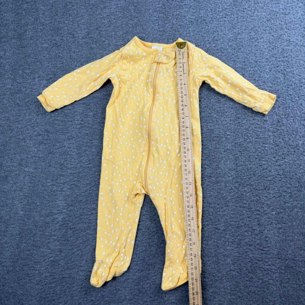 Onesies Brand Footed Sleeper Kids 3-6 Months Yellow Polka Dot Zip Up Pajamas‎